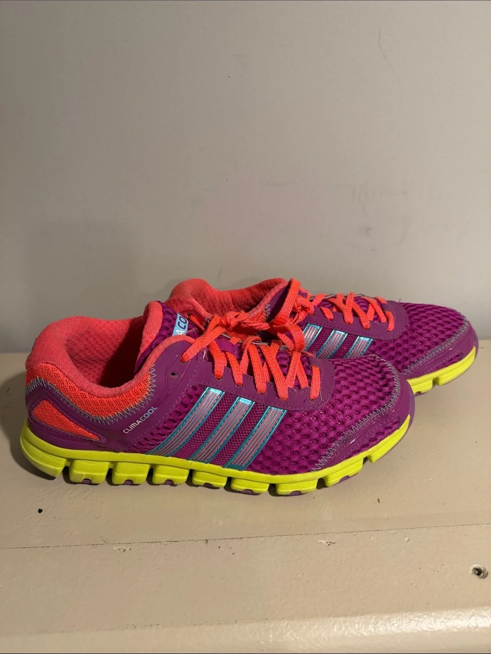 adidas Women’s Athletic Sneakers - Purple with Pink and Neon Yellow